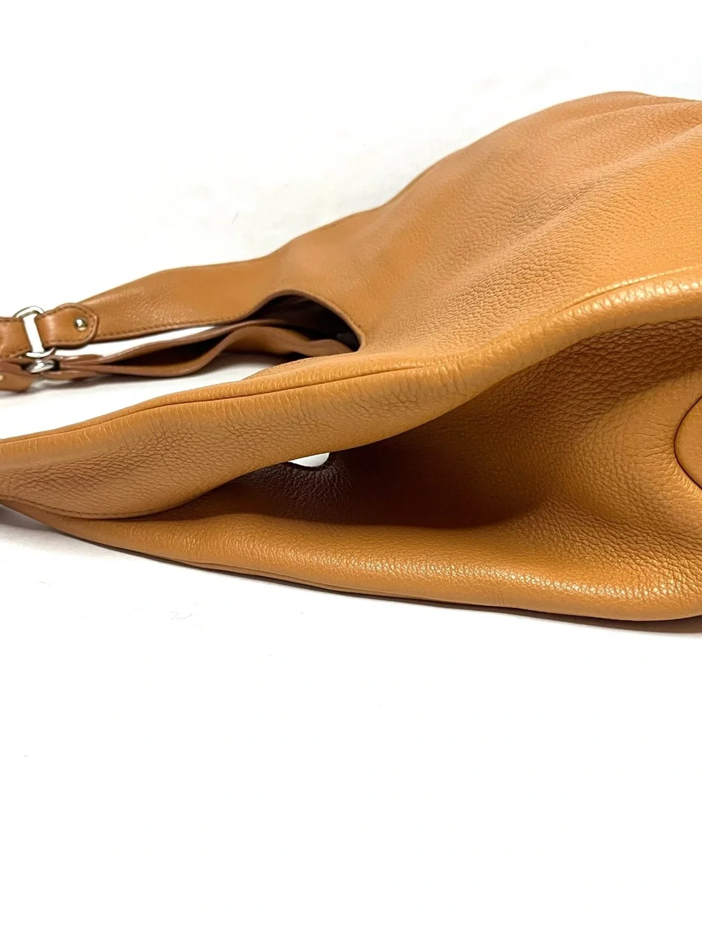 Vintage ST. JOHN Pebbled Leather Hobo Shoulder Bag in Caramel
